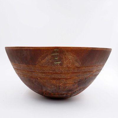 Large Carved Tribal Wooden Bowl-NYF-2018881