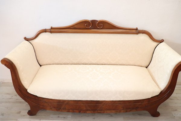 Large Carved Walnut Sofa, 1820s-DCO-1111956