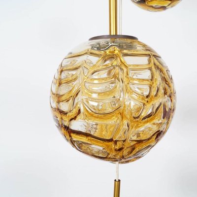 Large Cascade Chandelier with 9 Amber Murano Glass Bowls, 1960s-VDW-829104