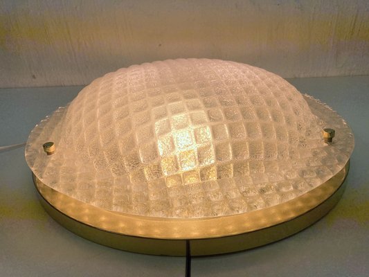 Large Ceiling Lamps in Glass & Brass from Fischer, 1970s, Set of 2-AET-1738637