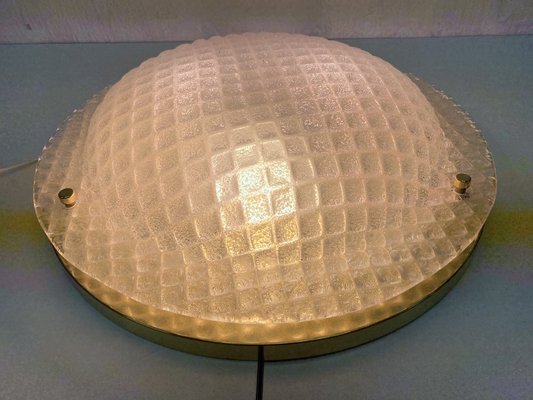 Large Ceiling Lamps in Glass & Brass from Fischer, 1970s, Set of 2-AET-1738637