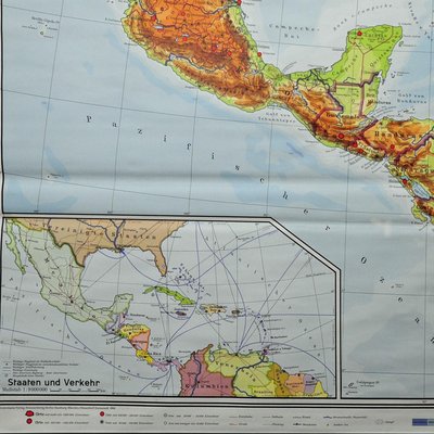 Large Central America Northern South America Wall Chart Poster Rollable Map-KJP-1149403