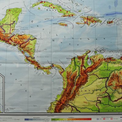 Large Central America Northern South America Wall Chart Poster Rollable Map-KJP-1149403