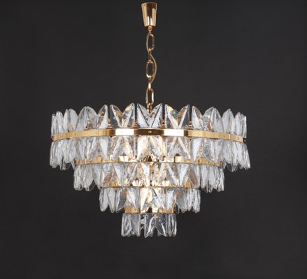 Large Chandelier Corina in Gilt Brass and Glass from Kalmar, Austria, 1970s-UGR-1085793