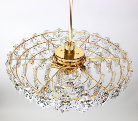 Large Chandelier in Brass and Crystal Glass for Kinkeldey, Germany, 1970s-UGR-1085981