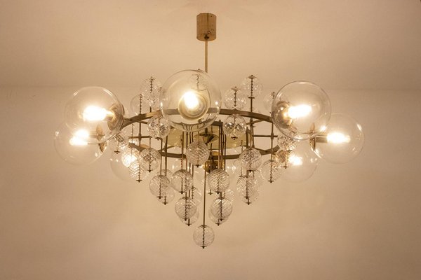 Large Chandelier in Gilded Brass and Decorative Balls, 1970s-CEJ-2026351