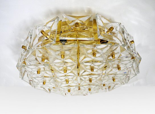 Large Chandelier in Gold-Plated Brass & Crystal, 1960s, Germany-DEK-932634