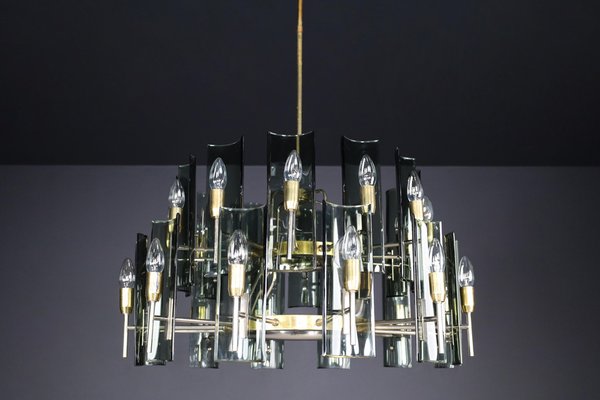 Large Chandeliers in Brass by Gino Paroldo, Italy, 1950s, Set of 6-TRW-1722769