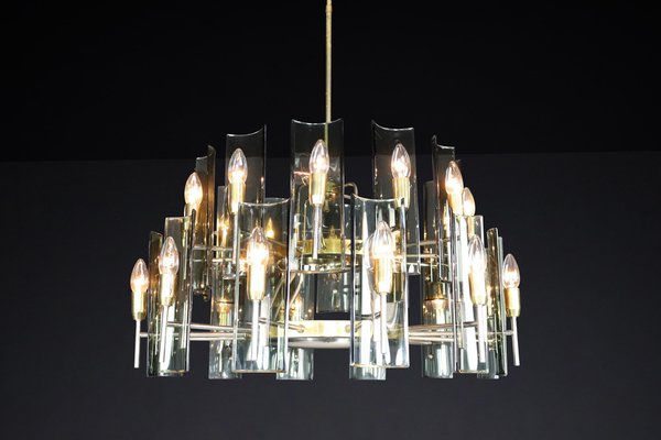 Large Chandeliers in Brass by Gino Paroldo, Italy, 1950s, Set of 6-TRW-1722769