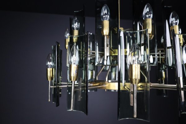 Large Chandeliers in Brass by Gino Paroldo, Italy, 1950s, Set of 6-TRW-1722769