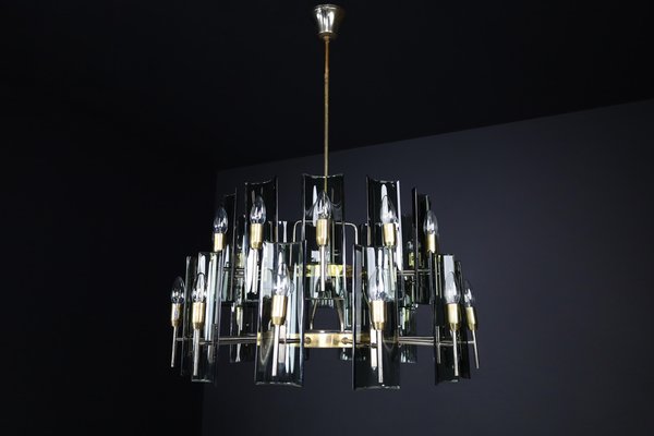 Large Chandeliers in Brass by Gino Paroldo, Italy, 1950s, Set of 6-TRW-1722769