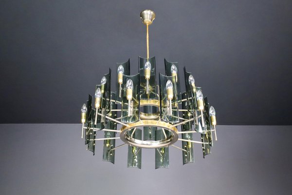 Large Chandeliers in Brass by Gino Paroldo, Italy, 1950s, Set of 6-TRW-1722769