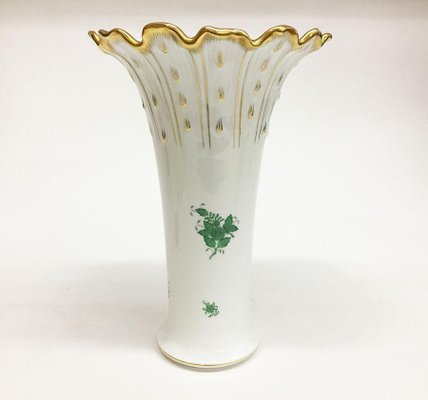 Large Chinese Bouquet Apponyi Green Porcelain Vase from Herend-UCH-1224612