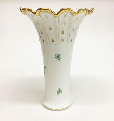 Large Chinese Bouquet Apponyi Green Porcelain Vase from Herend-UCH-1224612