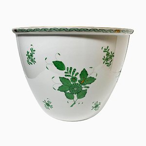 Large Chinese Green Bouquet Apponyi Cachepot in Porcelain-UCH-1224421