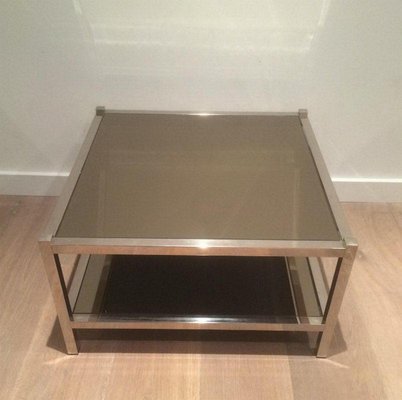 Large Chrome and Bronze Mirror Side Tables, 1970s, Set of 2-BA-658617