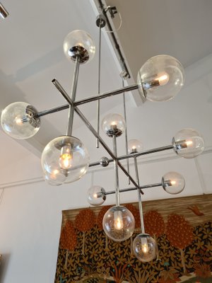 Large Chrome Ceiling Lamp from Kinkeldey, 1970s-DSC-868807