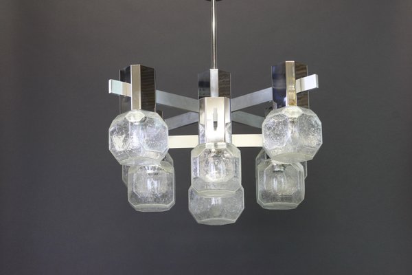 Large Chrome Chandelier by Sciolari, Italy, 1960s-UGR-1110877