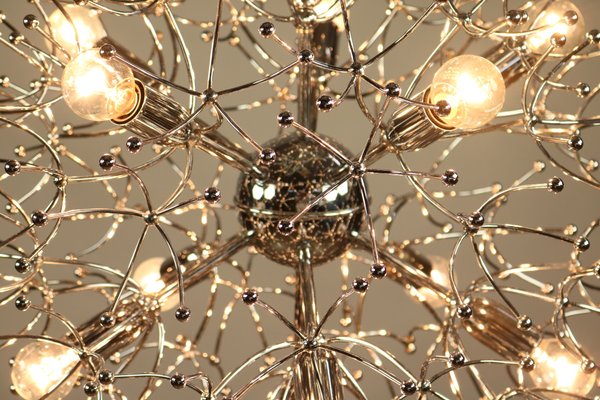 Large Chrome Dandelion Sputnik Ball Pendant Lamp by Gaetano Sciolari, 1960s-FUP-698469