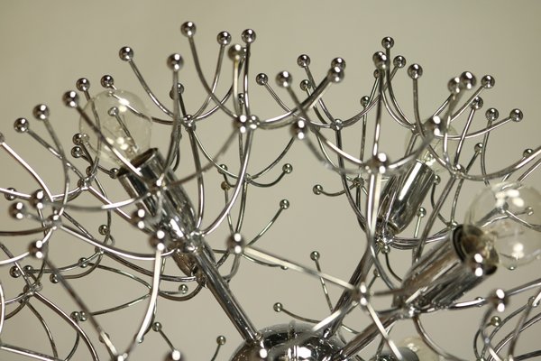 Large Chrome Dandelion Sputnik Ball Pendant Lamp by Gaetano Sciolari, 1960s-FUP-698469