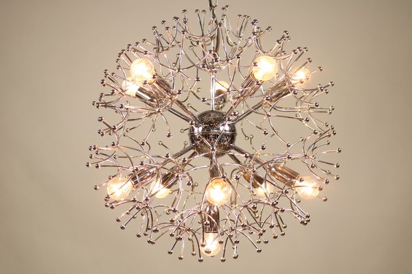 Large Chrome Dandelion Sputnik Ball Pendant Lamp by Gaetano Sciolari, 1960s-FUP-698469