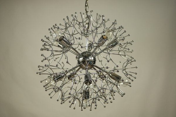 Large Chrome Dandelion Sputnik Ball Pendant Lamp by Gaetano Sciolari, 1960s-FUP-698469