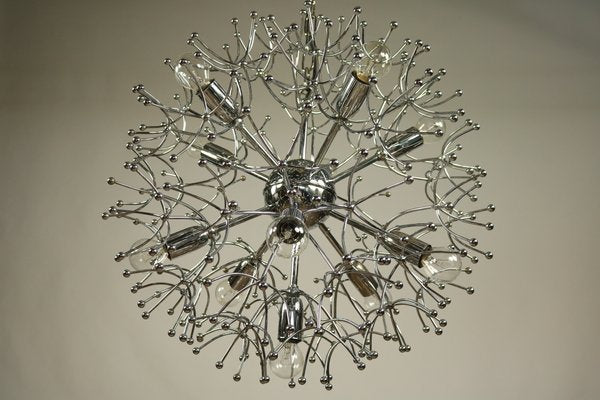 Large Chrome Dandelion Sputnik Ball Pendant Lamp by Gaetano Sciolari, 1960s-FUP-698469