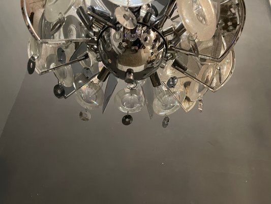 Large Chrome & Glass Lens Chandelier by Oscar Torlasco, 1970s-JJC-842633