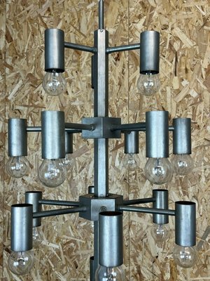 Large Chrome & Metal Chandelier Pendant Lamp-EJL-1175361