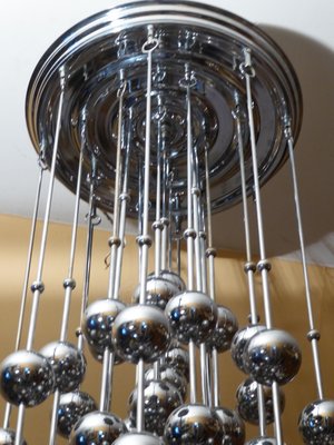 Large Chrome Plated Luber Ball Chandelier by Verner Panton for J. Lüber Ag-AWL-1175327