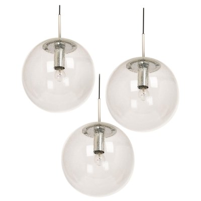 Large Chrome with Clear Glass Ball Pendant from Limburg, Germany, 1970s-UGR-1085283