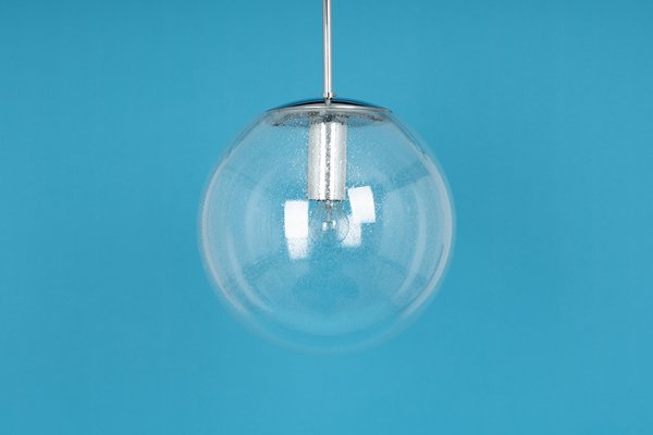 Large Chrome with Clear Glass Ball Pendant from Limburg, Germany, 1970s-UGR-1085283