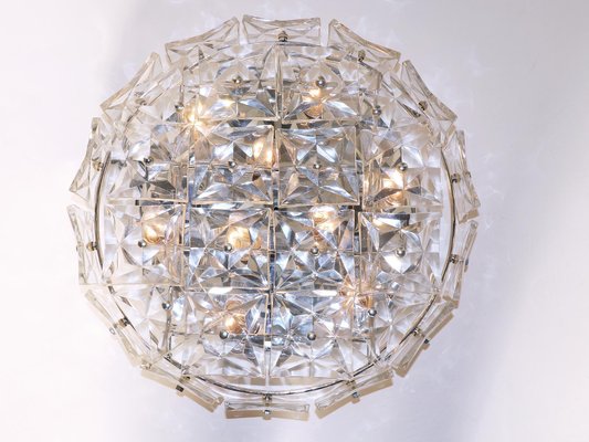 Large Chromed Crystal Flush Mount Fixture from Kinkeldey, Germany, 1960s-DEK-1346626