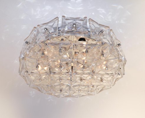 Large Chromed Crystal Flush Mount Fixture from Kinkeldey, Germany, 1960s-DEK-1346626