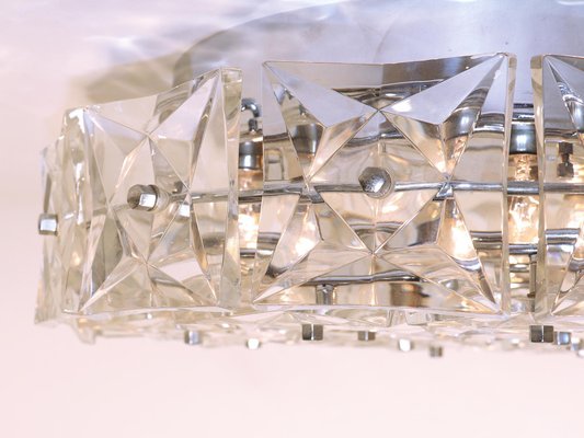 Large Chromed Crystal Flush Mount Fixture from Kinkeldey, Germany, 1960s-DEK-1346626