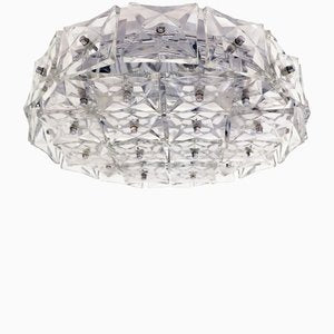 Large Chromed Crystal Flush Mount Fixture from Kinkeldey, Germany, 1960s-DEK-1346626