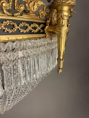 Large Classicist Chandelier in Crystal & Brass-FLW-1401979