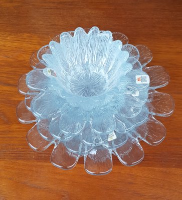 Large Clear Flower-Shaped Bowls from Holmegaard, 1970s, Set of 4-QDP-693598