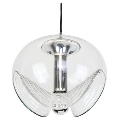 Large Clear Glass Pendant Light by Koch & Lowy for Peill & Putzler, Germany, 1970s-UGR-1085878