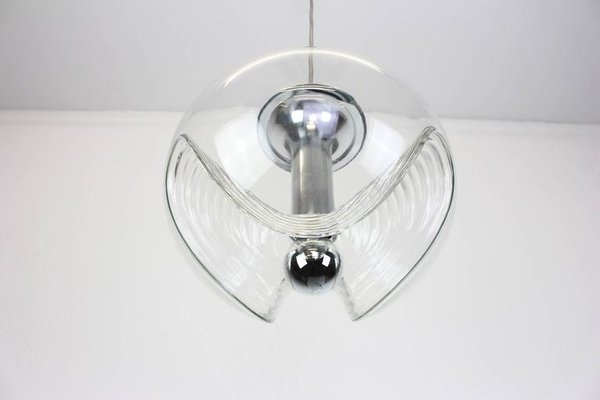 Large Clear Glass Pendant Light by Koch & Lowy for Peill & Putzler, Germany, 1970s-UGR-1085878