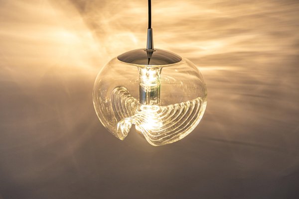 Large Clear Glass Pendant Light by Peill & Putzler, Germany, 1970s-UGR-1159895