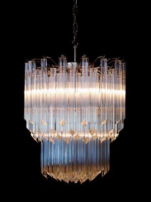 Large Clear Murano Glass Quadriedri Model Elena Ceiling Lamp in the Style of Venini, 1980s-FHZ-693130