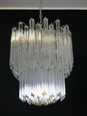 Large Clear Murano Glass Quadriedri Model Elena Ceiling Lamp in the Style of Venini, 1980s-FHZ-693130