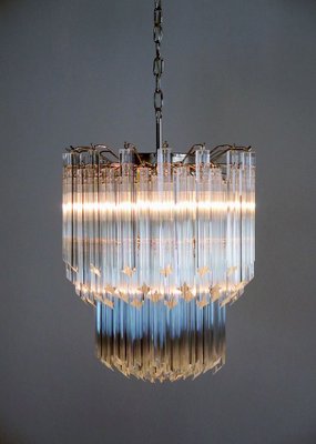 Large Clear Murano Glass Quadriedri Model Elena Ceiling Lamp in the Style of Venini, 1980s-FHZ-693130