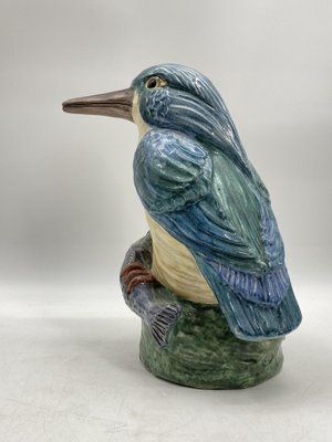 Large Colored Majolica Figure of a Kingfisher, 1960s-CZ-1822945