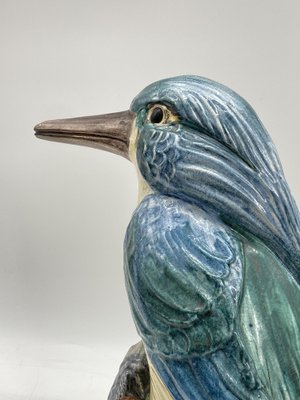 Large Colored Majolica Figure of a Kingfisher, 1960s-CZ-1822945