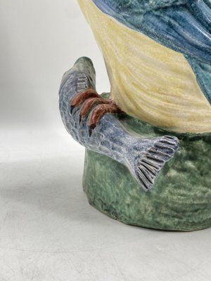 Large Colored Majolica Figure of a Kingfisher, 1960s-CZ-1822945