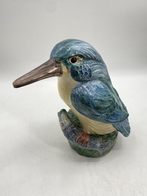 Large Colored Majolica Figure of a Kingfisher, 1960s-CZ-1822945