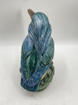 Large Colored Majolica Figure of a Kingfisher, 1960s-CZ-1822945