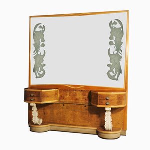 Large Console With Attached Tables & Mirror, 1950s, Set of 3-KNM-1313829